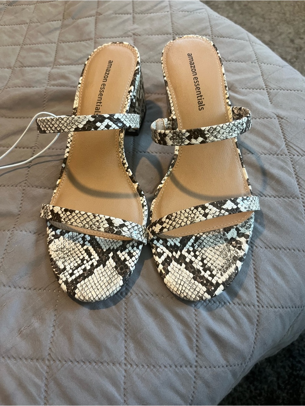 Amazon Essentials Black and White Snake-Print Slide Heels